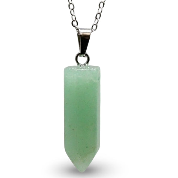 Necklace - Bullet Point - Gemstone Pendant - Green Aventurine