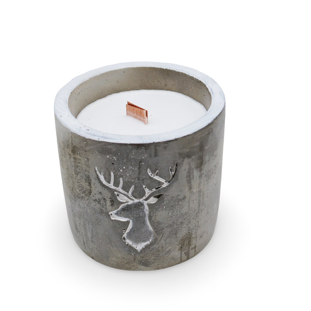 Scented Soy Candle - Medium Ceramic Pot - Stag Head - Whiskey & Woodsmoke