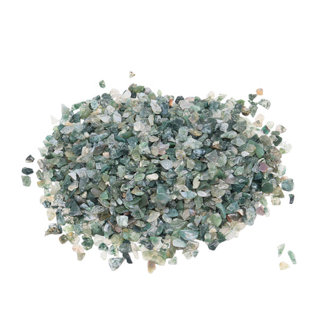 Stone - Tumbled Chips - Moss Agate - 7 to 9mm 10 g