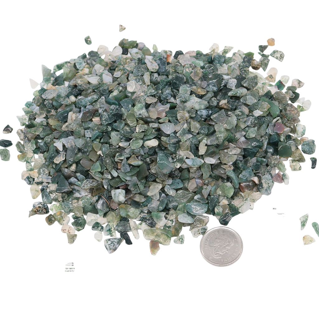 Stone - Tumbled Chips - Moss Agate - 7 to 9mm