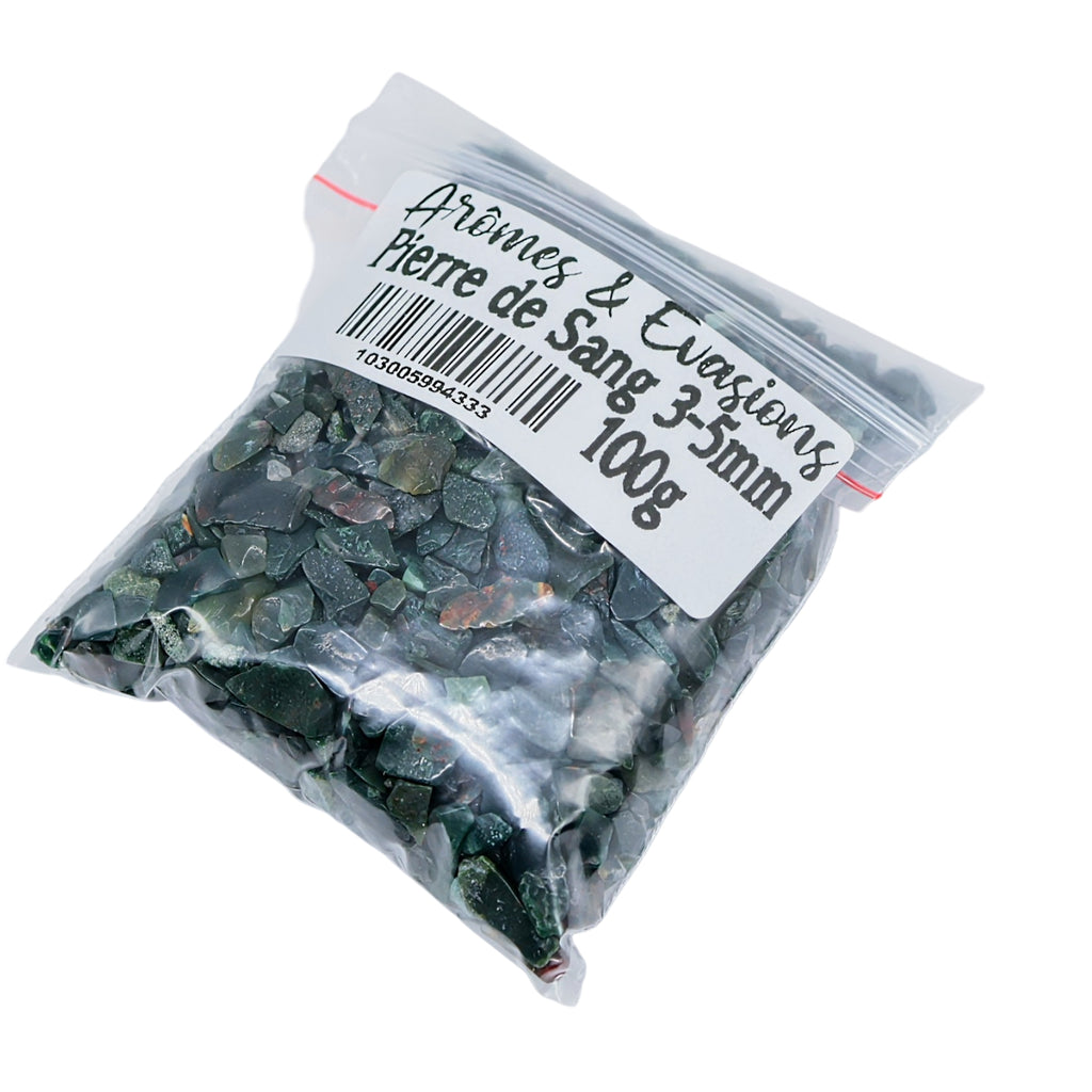 Stone - Tumbled Chips - Bloodstone - 3 to 5mm 100 g