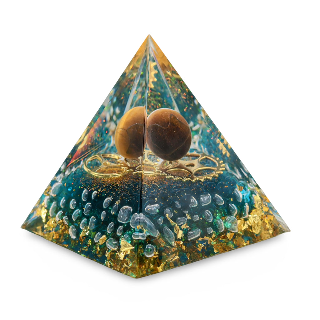 Pyramid - Tiger Eye & Purple Aventurine - 2.5"