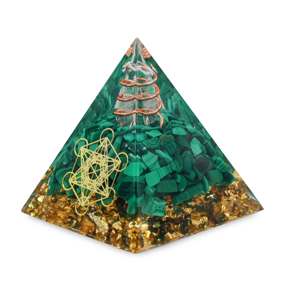 Pyramid - Orgonite - Malachite - Metatron - 2"