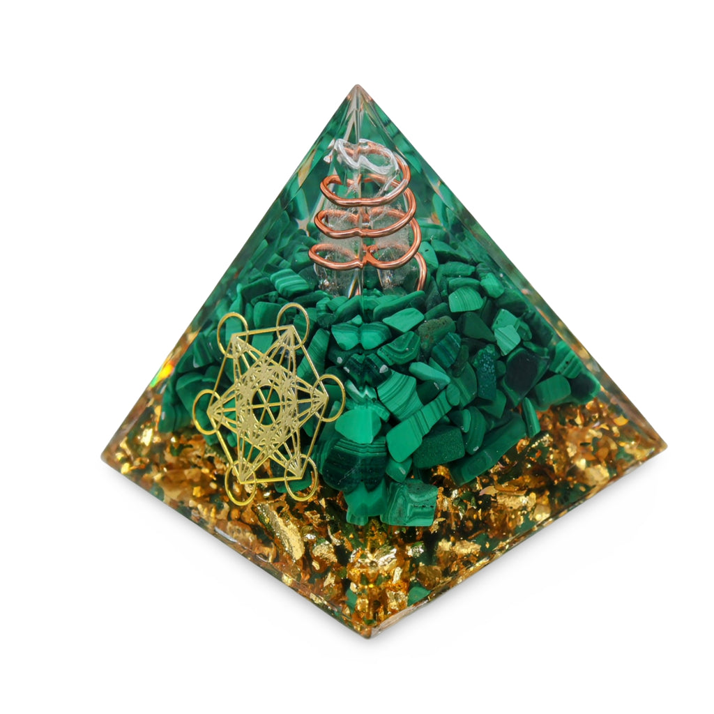 Pyramid - Orgonite - Malachite - Metatron - 2"