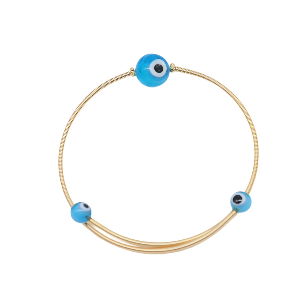 Bracelet - Cuff - Copper with Evil Eyes Blue