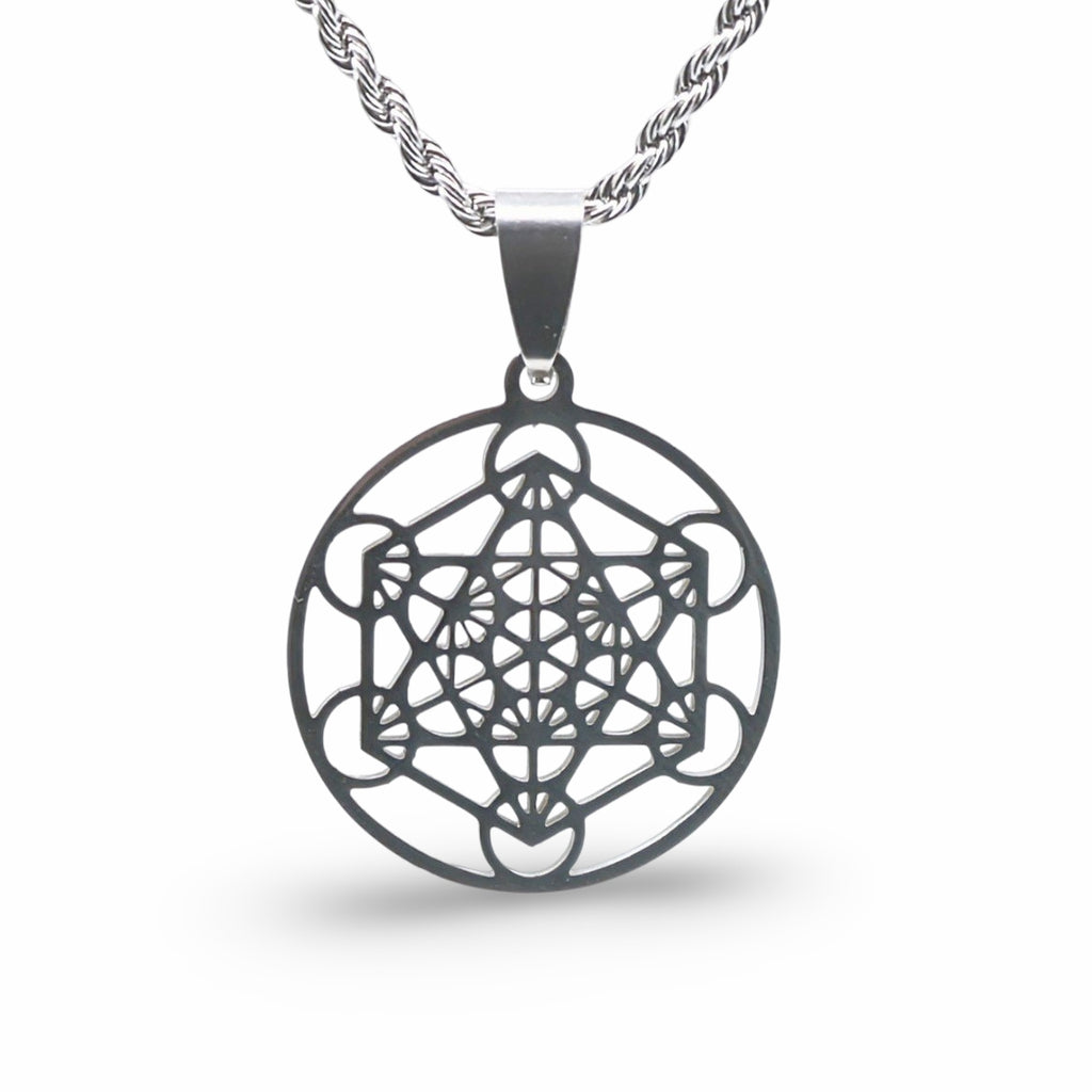 Necklace - Stainless Steel - Metatron Silver