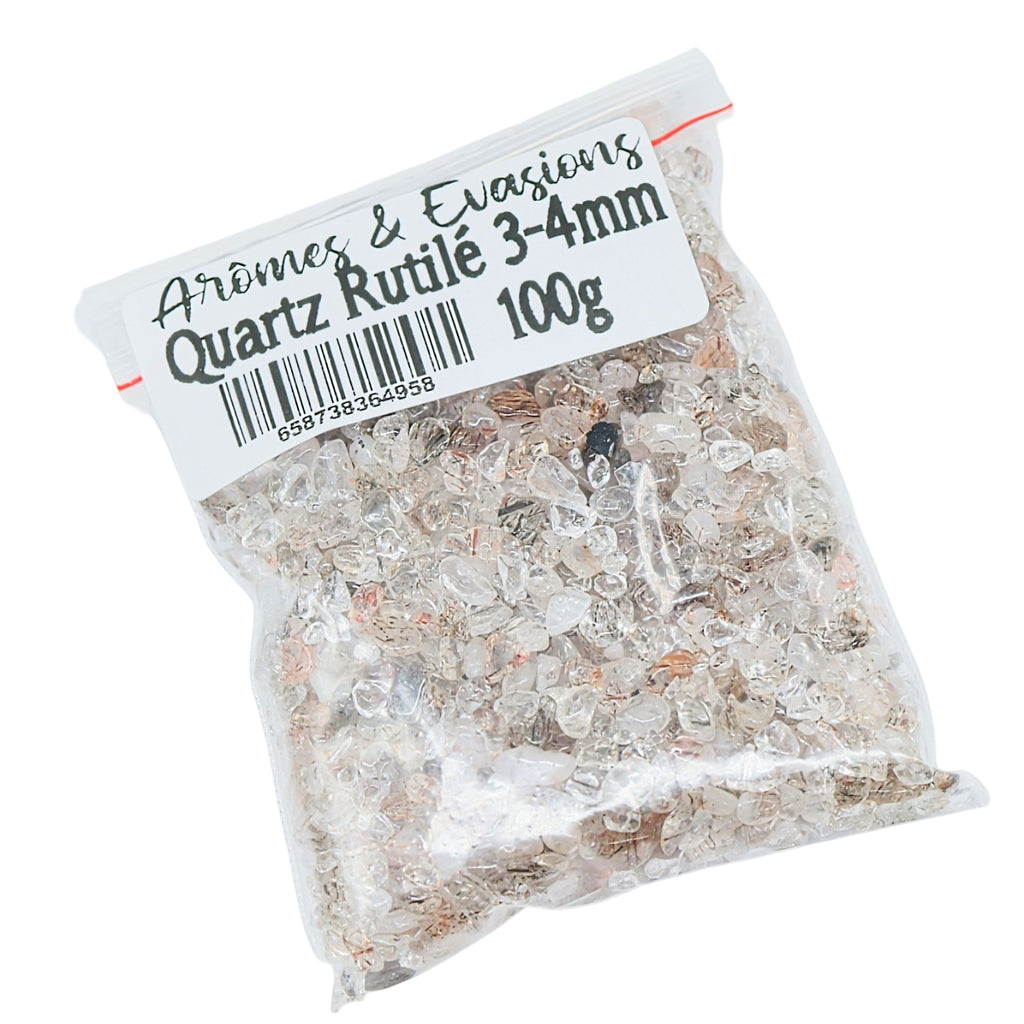 Stone - Tumbled Chips - Rutiled Quartz - 3 to 4mm 100 g