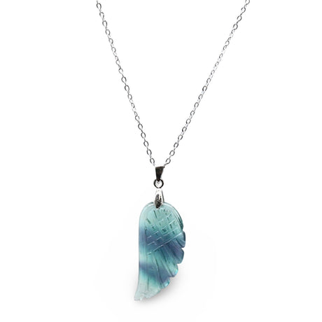 Necklace - Gemstone - Angel Wings - Green Fluorite