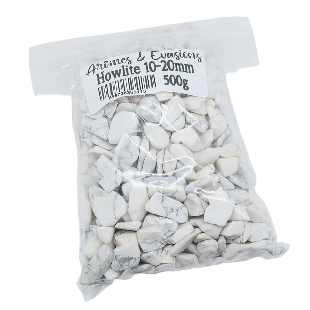 Stone - Tumbled Chips - White Howlite - 10 to 20mm 500 g