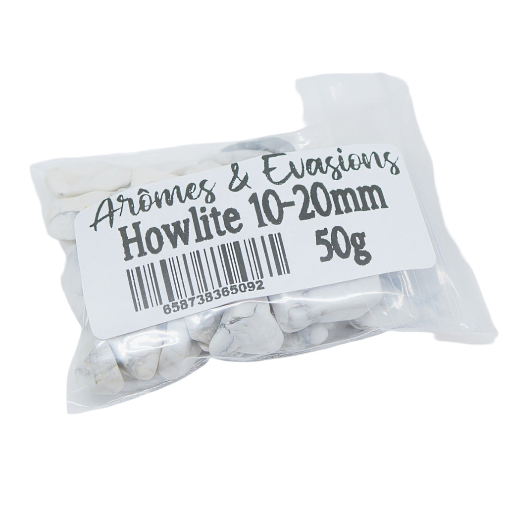Stone - Tumbled Chips - White Howlite - 10 to 20mm 50 g