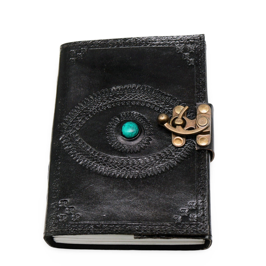 Wicca & Pagan - Leather Journal - Eye with Turquoise Stone