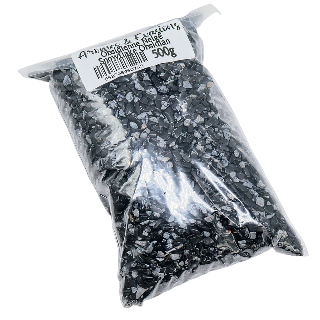 Stone - Tumbled Chips - Snowflake Obsidian - 2 to 4mm 500 g