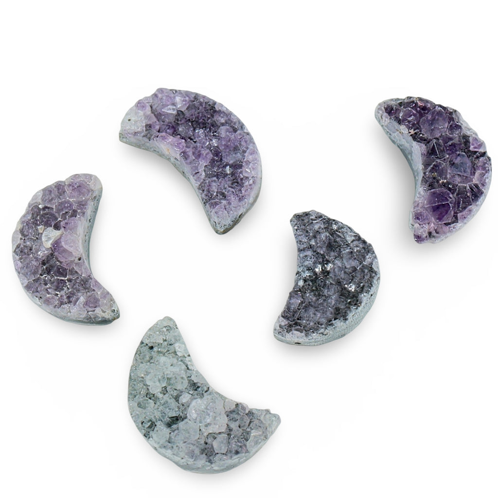 Stone - Natural Amethyst Druzy - Sculpture - Moon