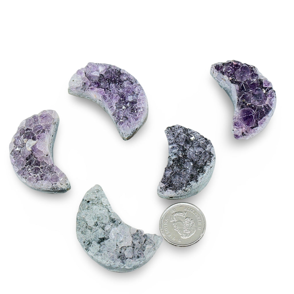 Stone - Natural Amethyst Druzy - Sculpture - Moon