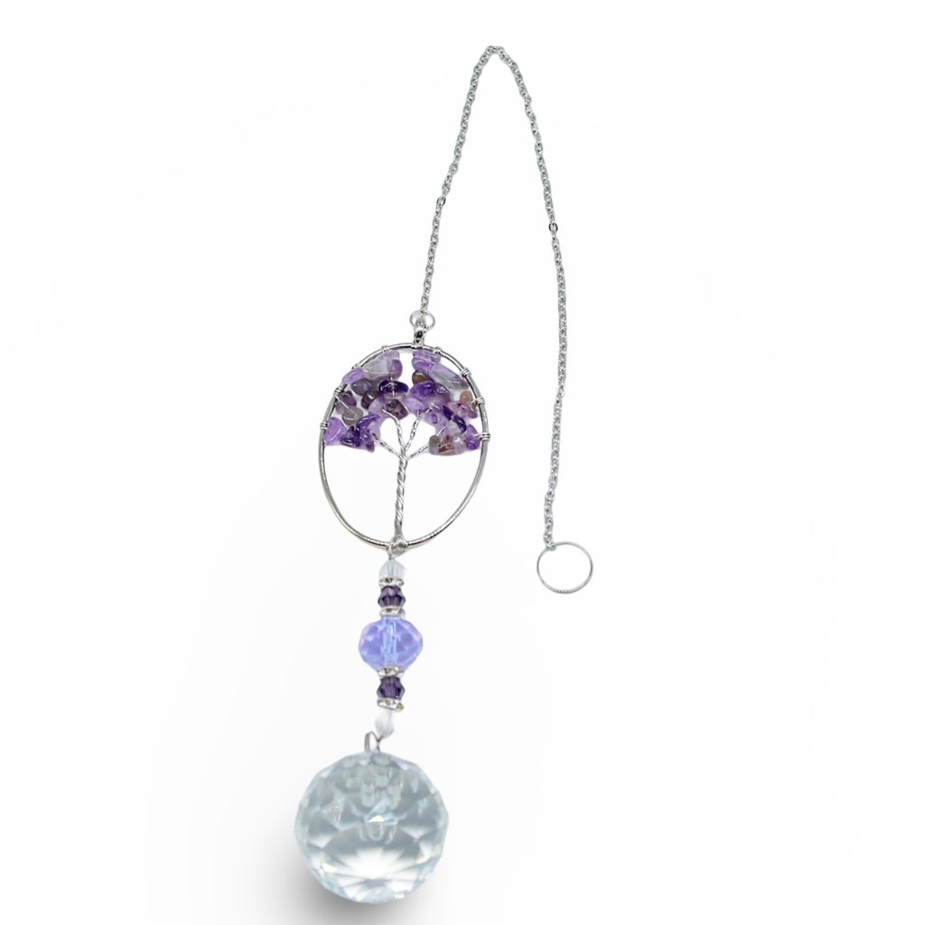 Home Decor - Suncatcher - Crystal Hanging Ornament - Amethyst, Tree of Life