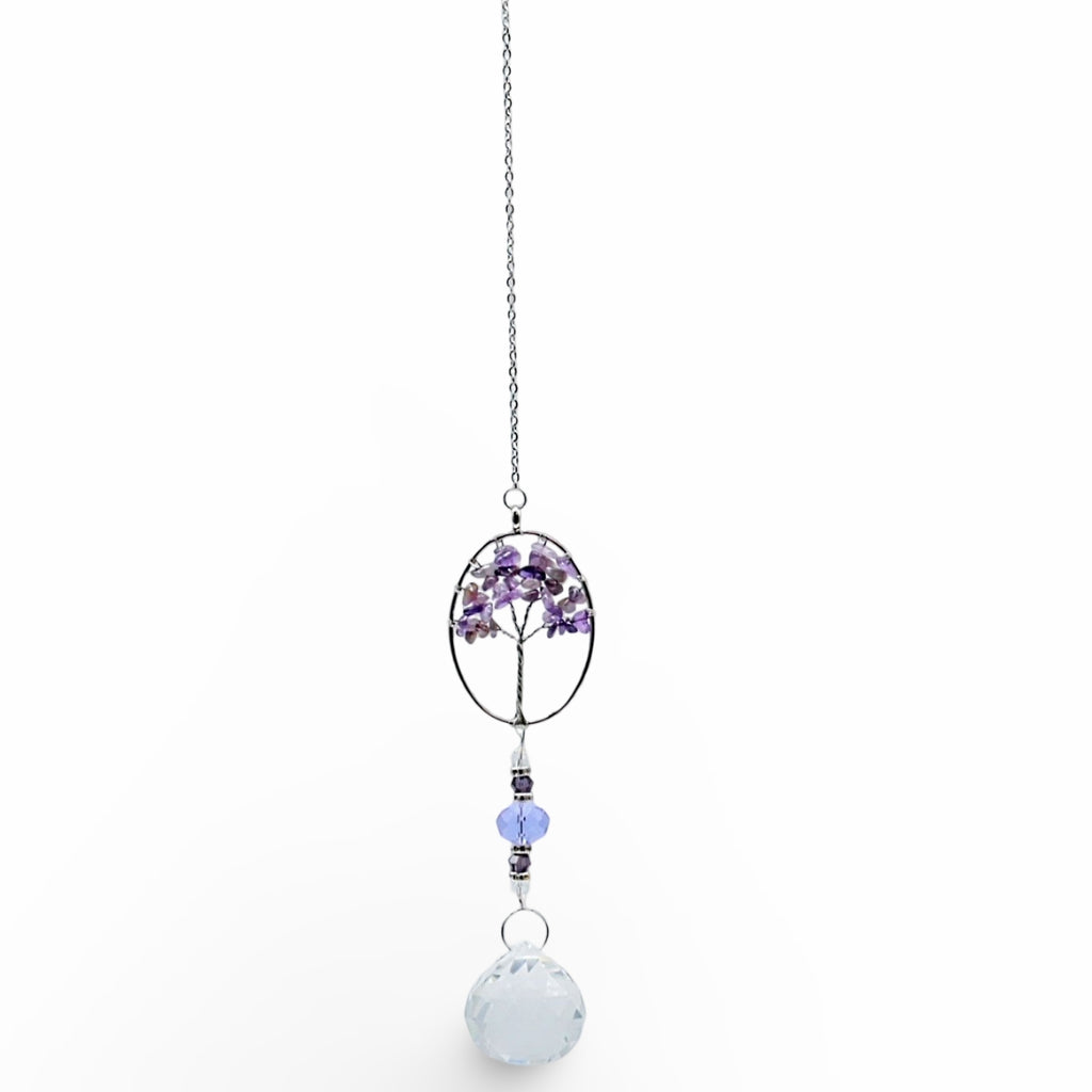 Home Decor - Suncatcher - Crystal Hanging Ornament - Amethyst, Tree of Life