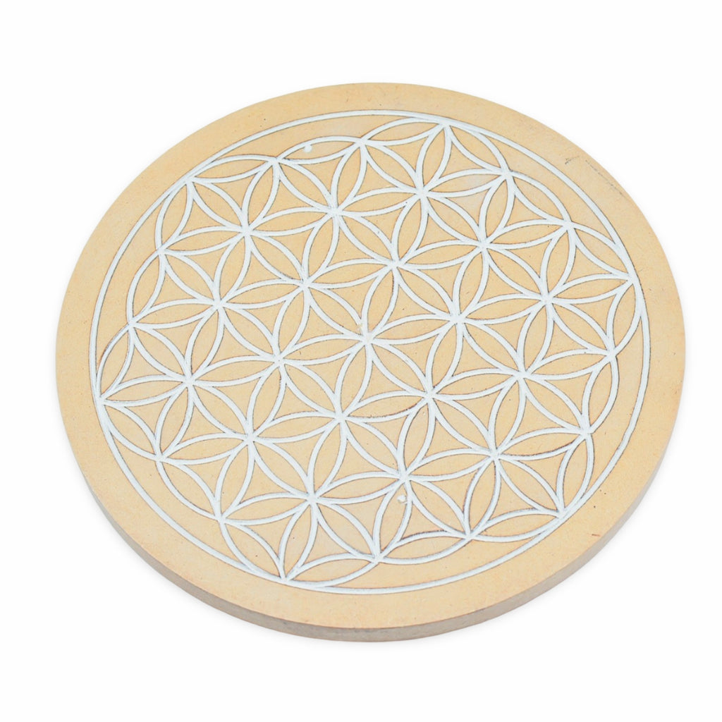 Metaphysical Tools - Wood Altar Crystal Grid - Flower of Life - 6" D