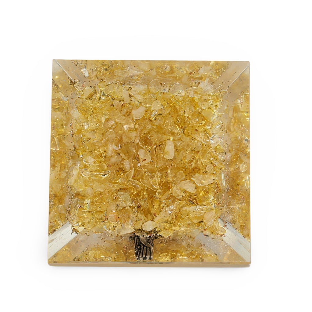 Pyramid - Citrine & Crystal Quartz with Archangel Uriel - 2.5"