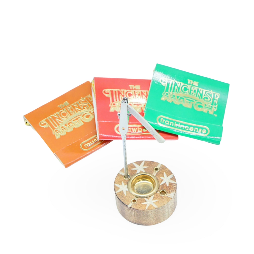 Incense Matches - Starter Kit - 3 Incense Matches Books with Incense Matches Burner