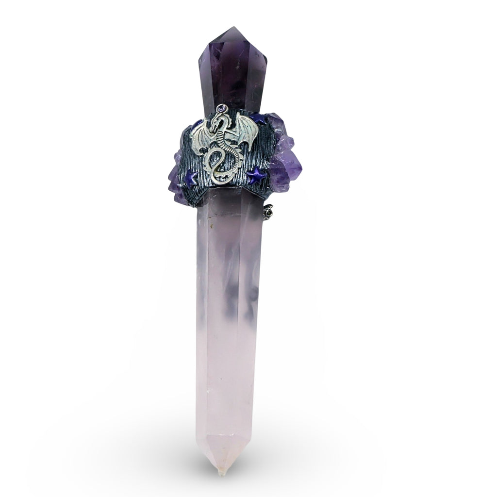 Stone - Athame - Rose Quartz & Amethyst - Pentacle