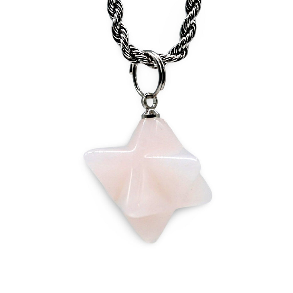 Necklace - Merkaba Star - Rose Quartz