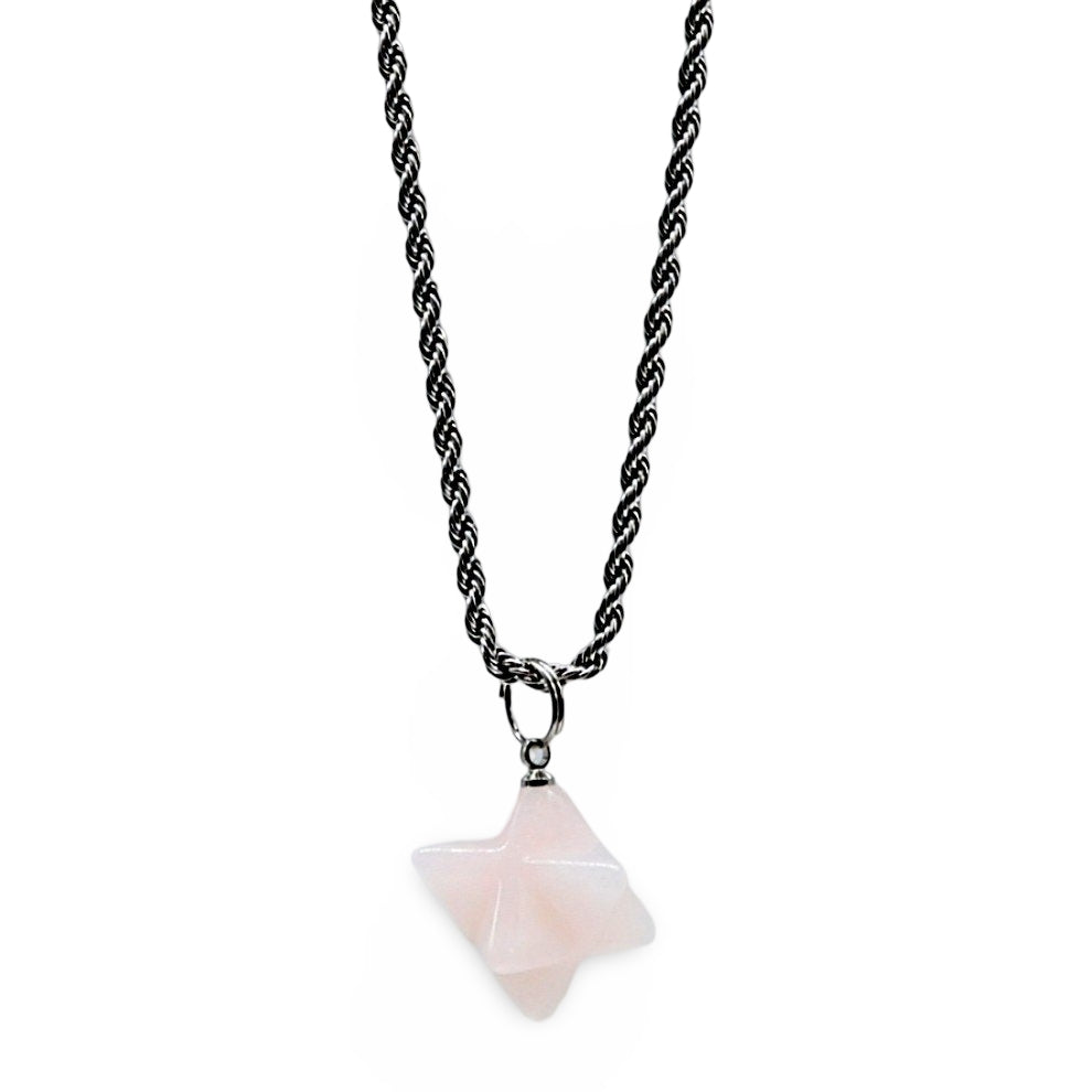 Necklace - Merkaba Star - Rose Quartz