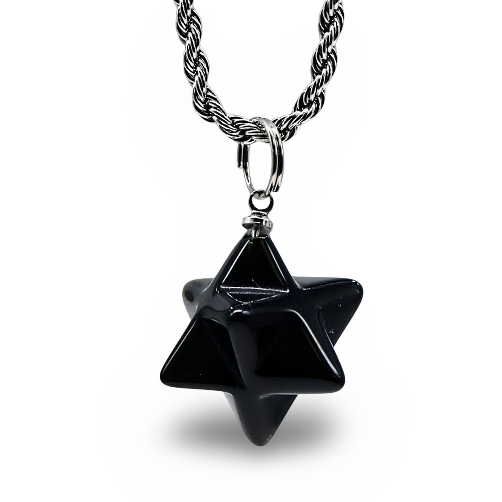 Necklace - Merkaba Star - Black Obsidian