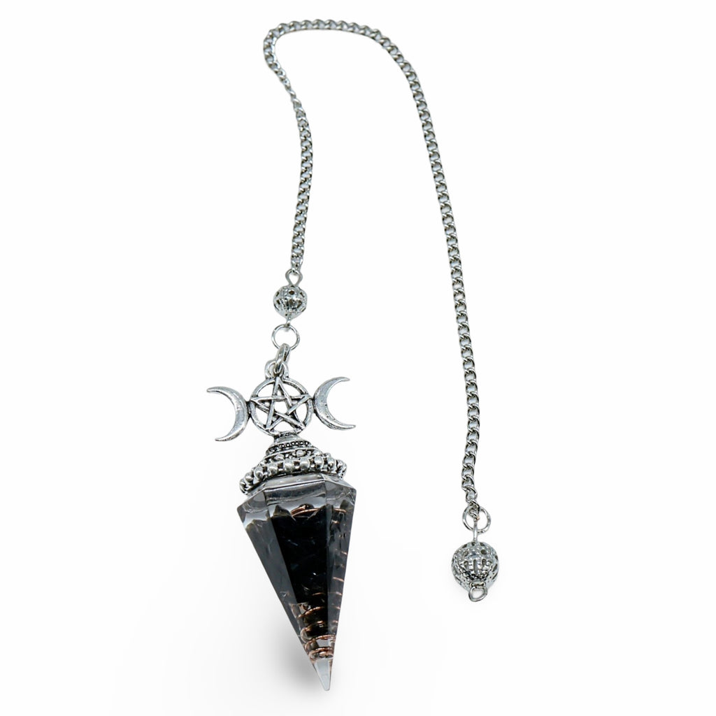 Pendulum - Black Obisidian & Triple Moon - Orgonite