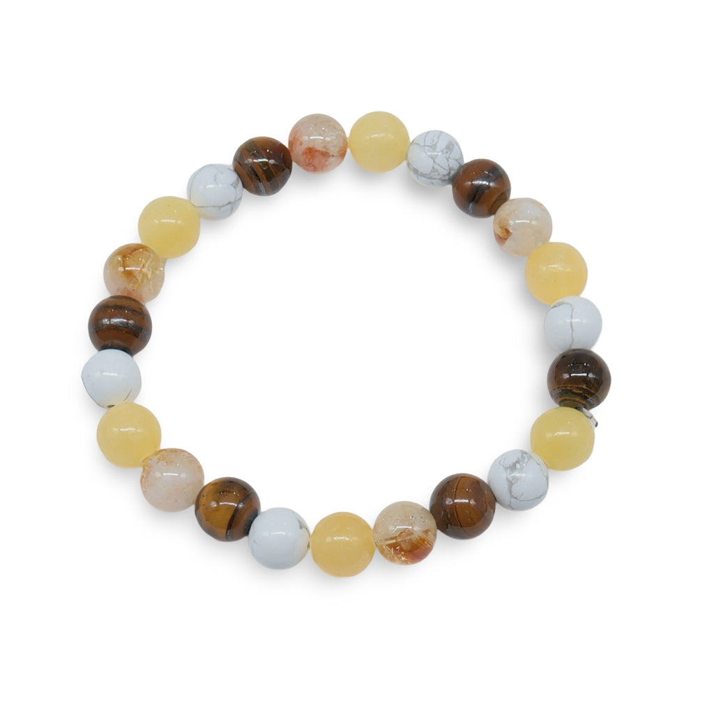 Bracelet - Topaz Jade, Howlite, Tiger Eye & Citrine - 8mm