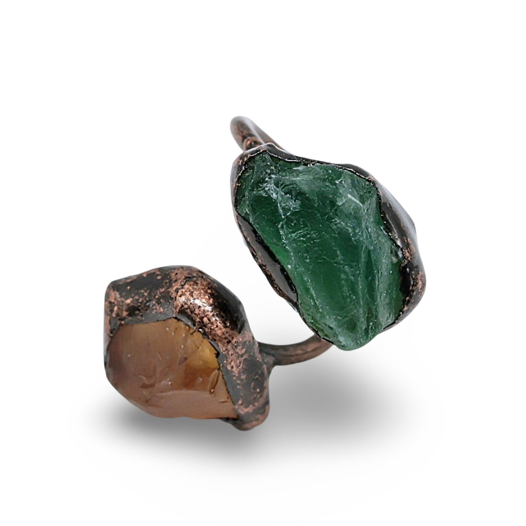 Ring - Green Fluorite & Citrine - Adjustable