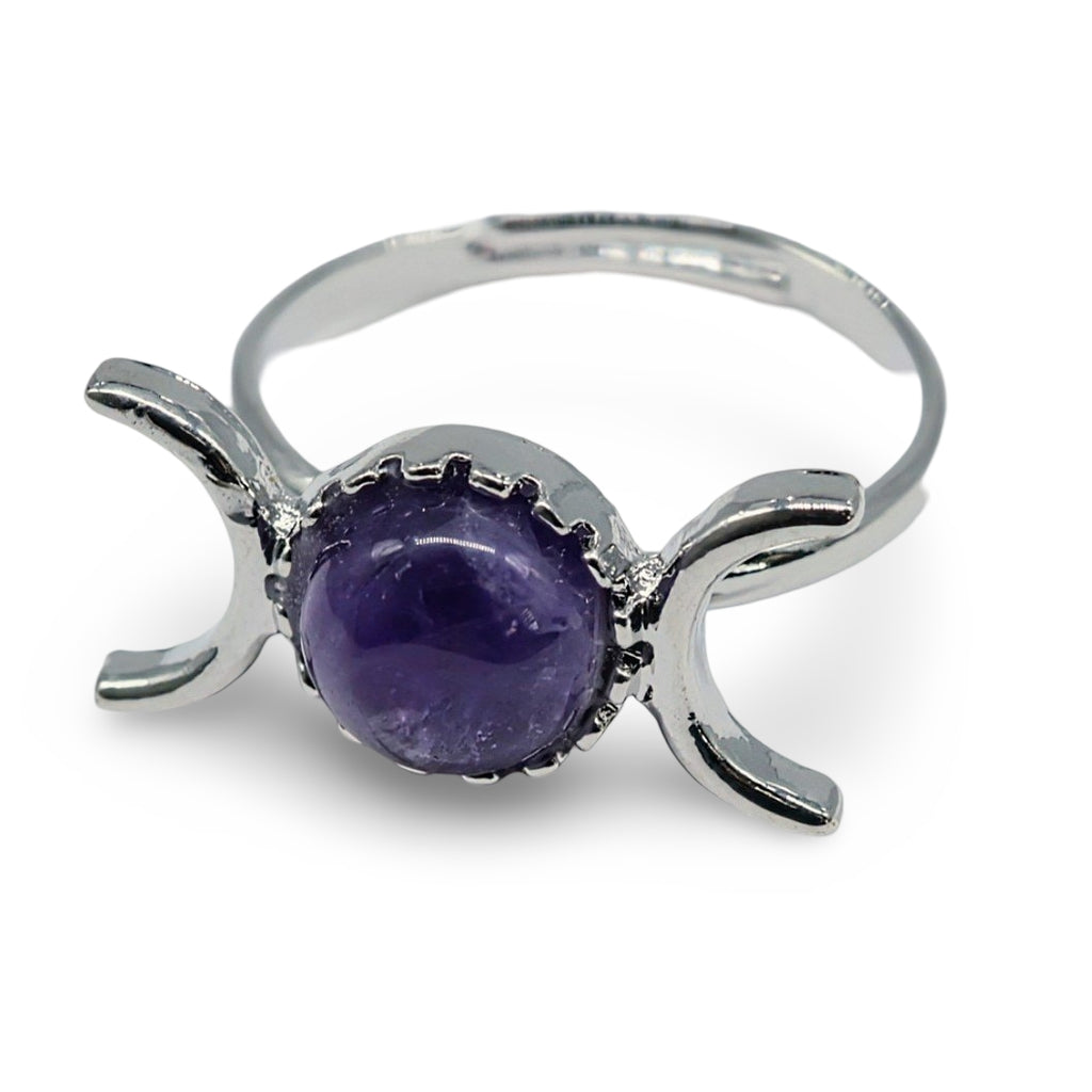 Ring - Triple Moon - Amethyst - Adjustable