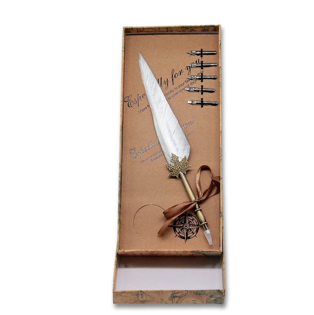 Wicca & Pagan - Writing Quill Pen Set - Silver