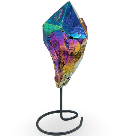 Stone - Rainbow Aura Point on Metal Stand - Specimen