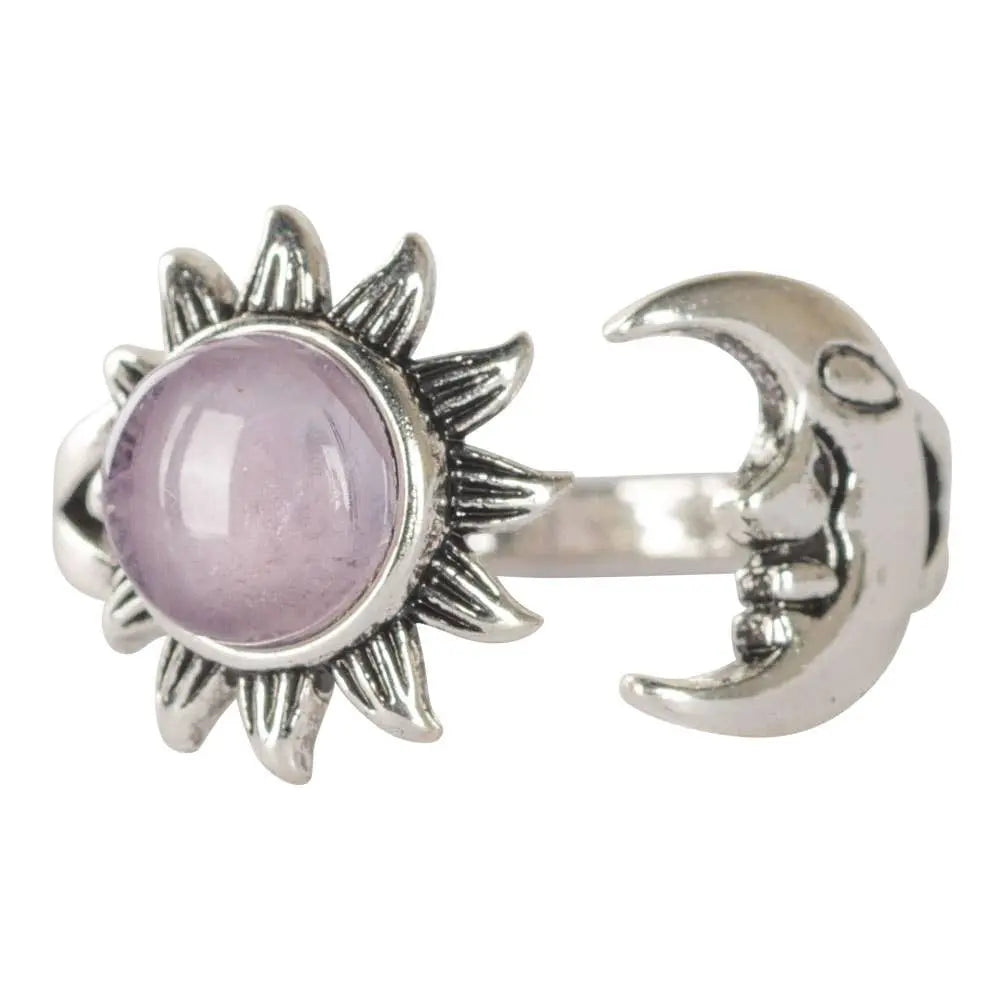 Ring - Amethyst Sun & Moon - Adjustable