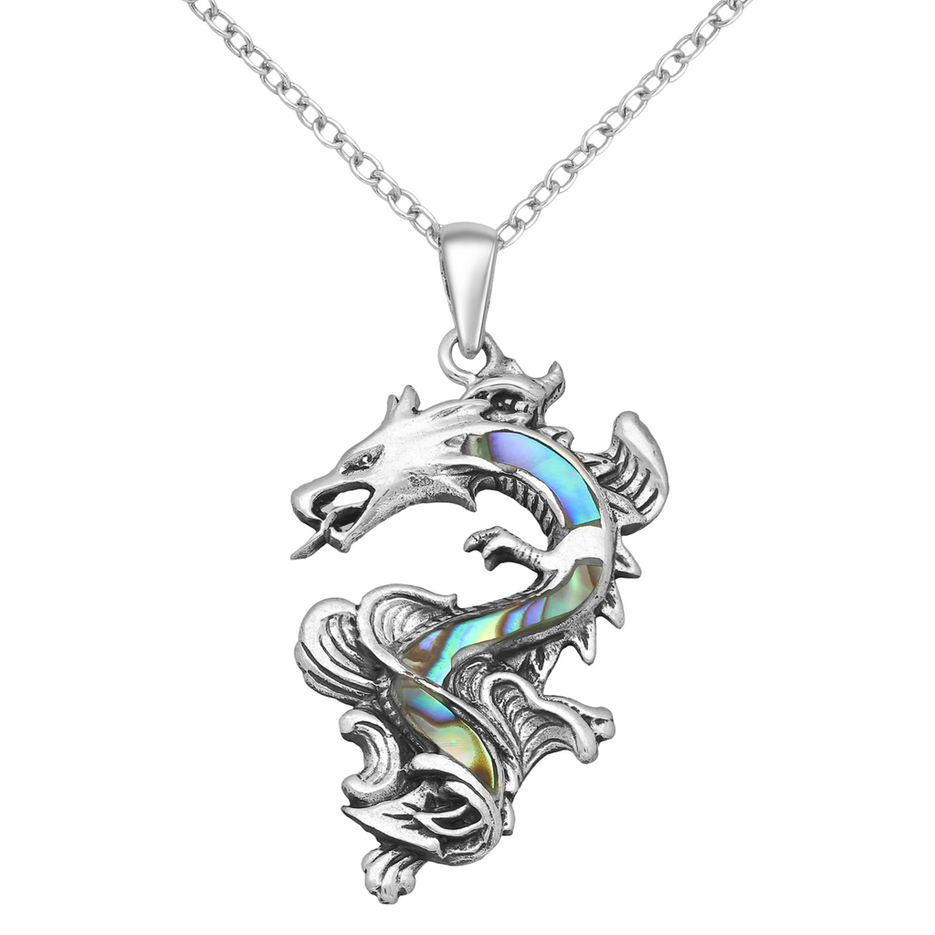 Necklace - 925 Sterling Silver - Dragon & Labradorite