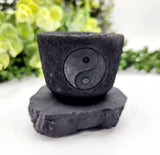 Candle Holder - Shungite with Ying Yang - 6x5x5.5cm