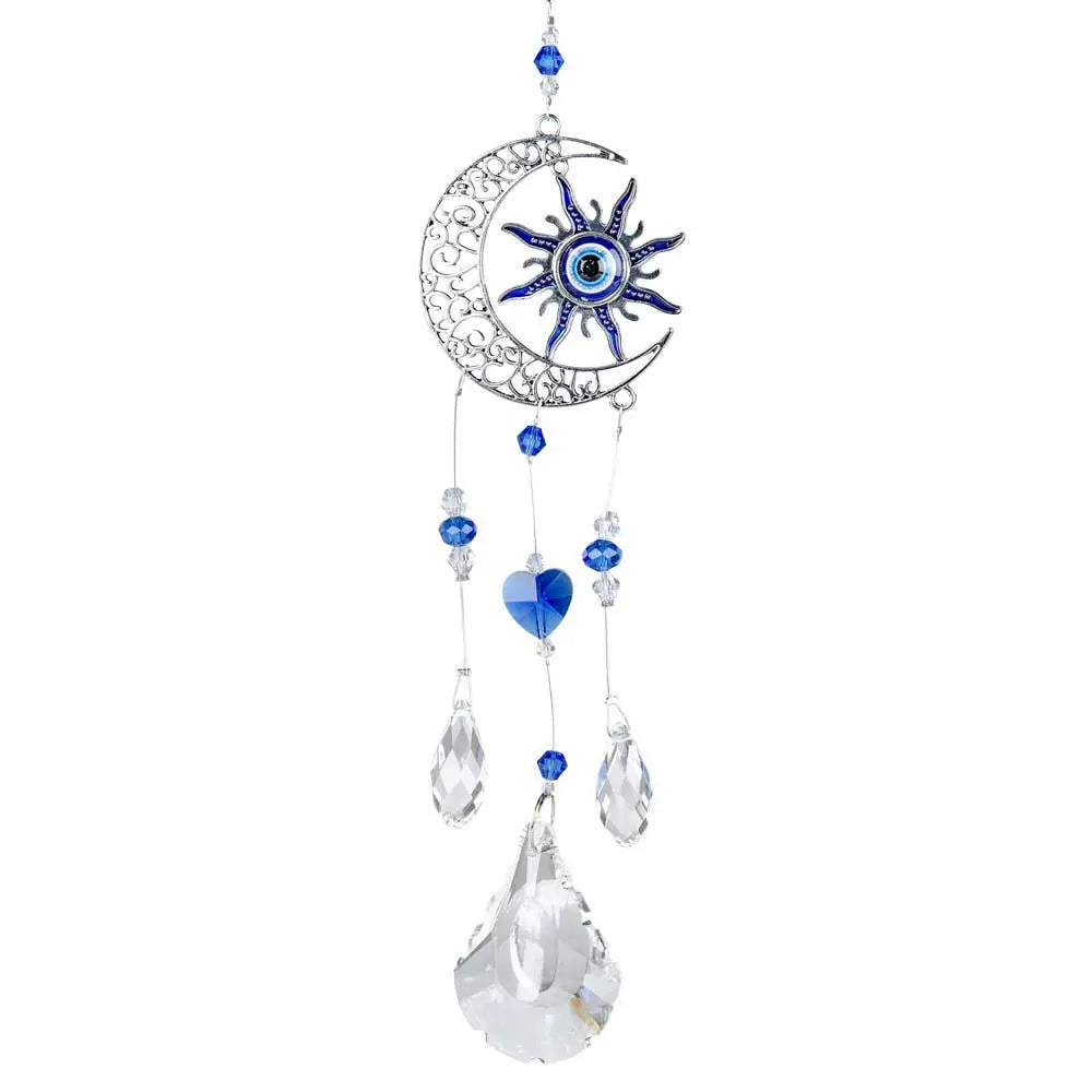 Home Decor - Crystal Hanging Ornament - Sun & Moon Evil Eye