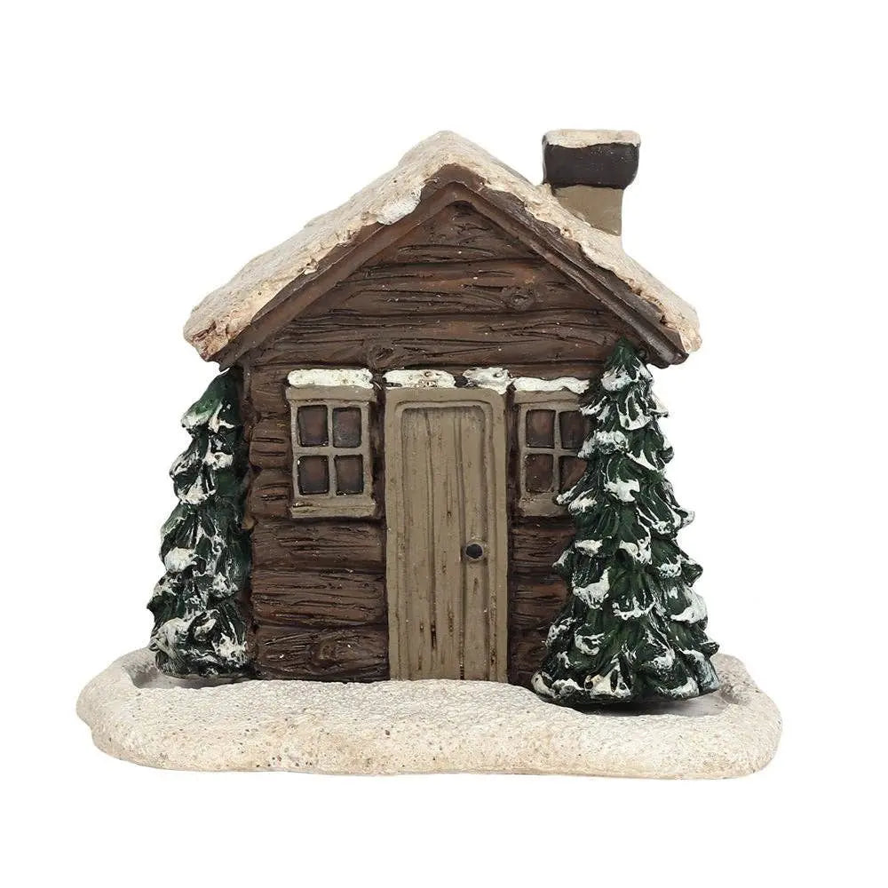 Incense Burner - Winter Log Cabin - Cone Burner