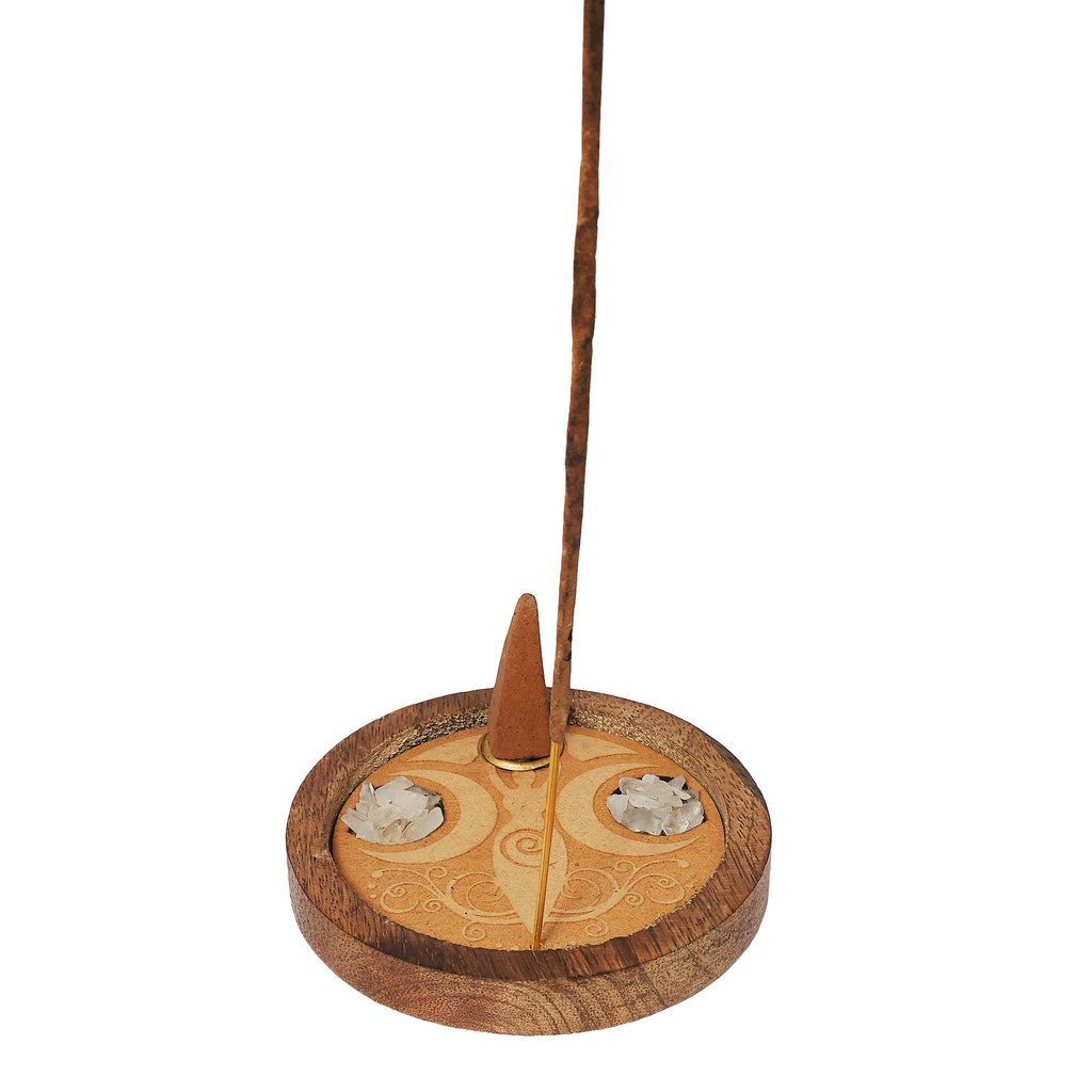 Incense Burner - Wood - Goddess & Crystal Quartz