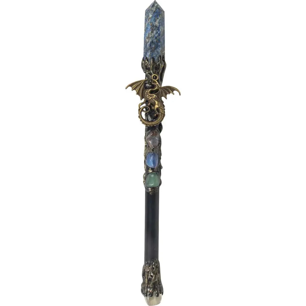 Wicca & Pagan - Magic Wand - Lapis Lazuli with Gold Dragon