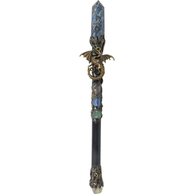 Wicca & Pagan - Magic Wand - Lapis Lazuli with Gold Dragon