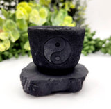 Candle Holder - Shungite with Ying Yang - 6x5x5.5cm