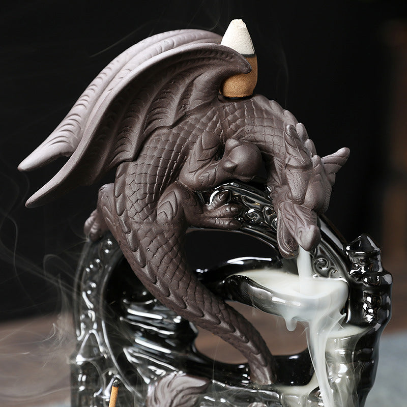 Incense Burner - Backflow - Ceramic Dragon