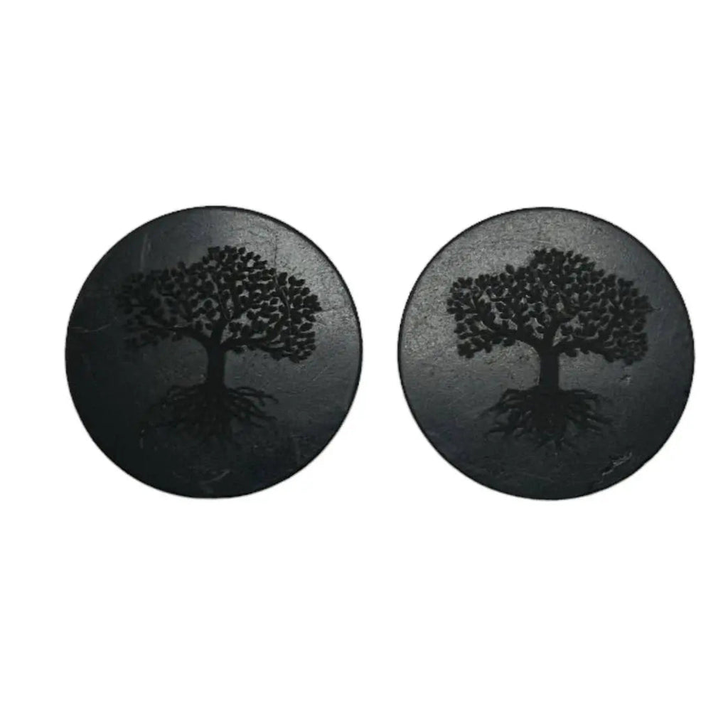 Stone - Shungite - Adhesive Laptop Tile - Engraved Tree of life