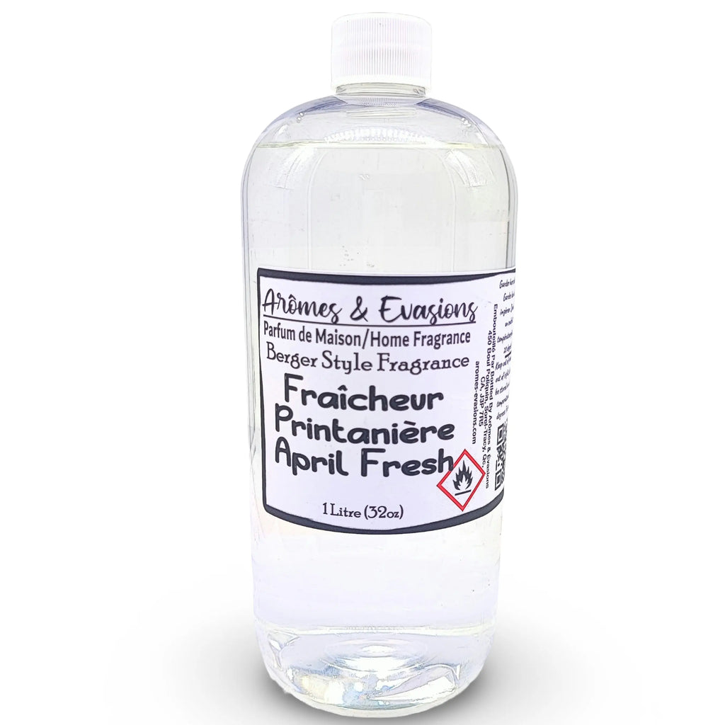 Arômes & Évasions -Berger Style Refill Fragrance -April Fresh 32oz (1 Liter)
