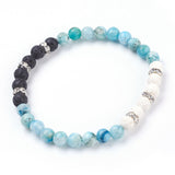 Bracelet - Hemimorphite with White & Black Lava Beads - 6mm