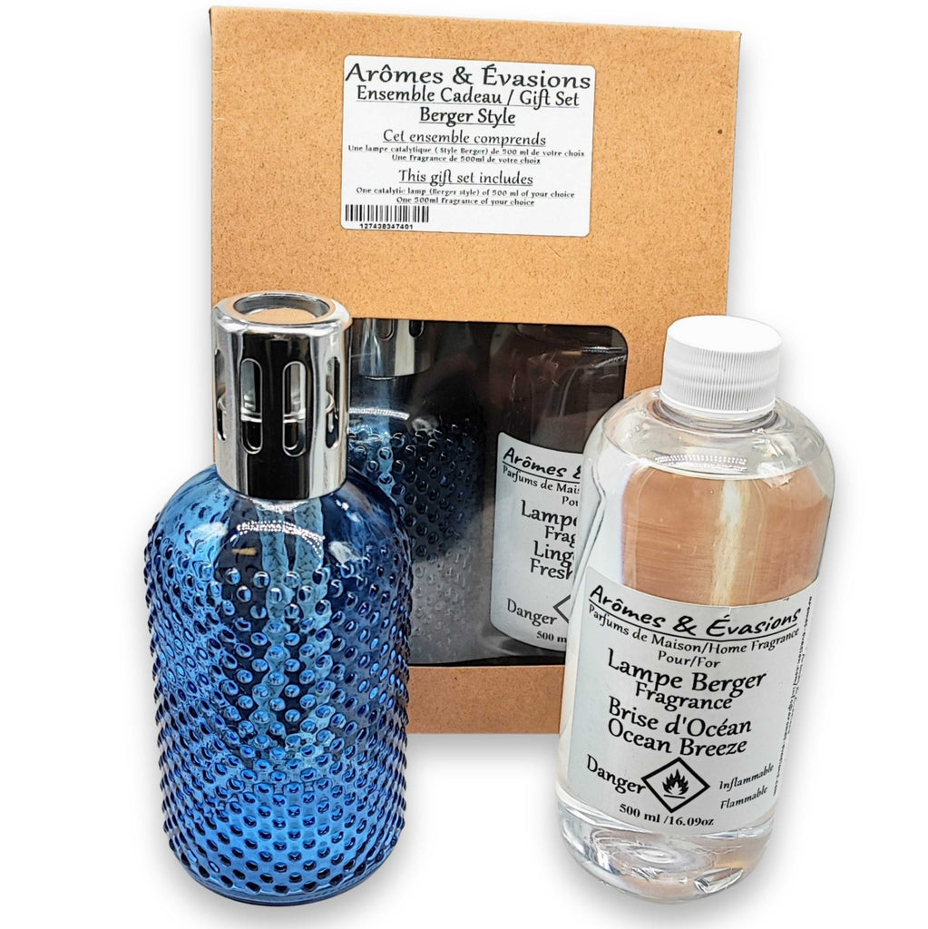 Berger Style -Catalytic Lamps & Refill Fragrances -Gift Set -Light & Woody Scent -Aromes Evasions 