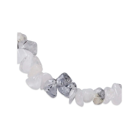Bracelet - Black, Rutilated & Crystal Quartz - Chips