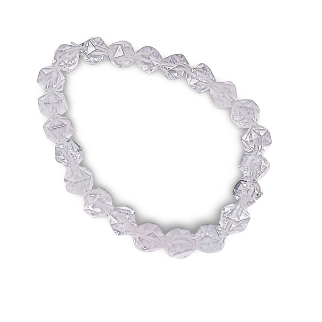 Bracelet -Crystal Quartz -Faceted -8mm