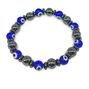 Bracelet - Evil Eye - Hematite - 8mm
